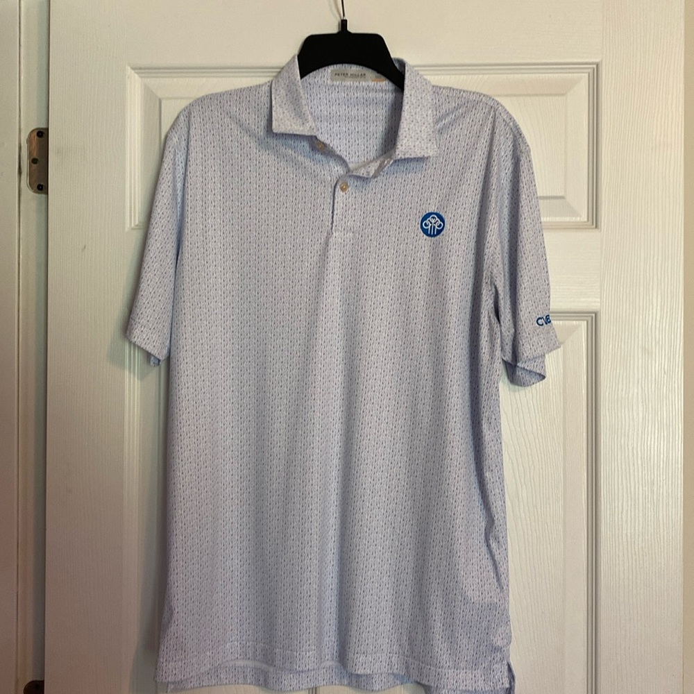 Peter Millar Light Blue Microprint Polo